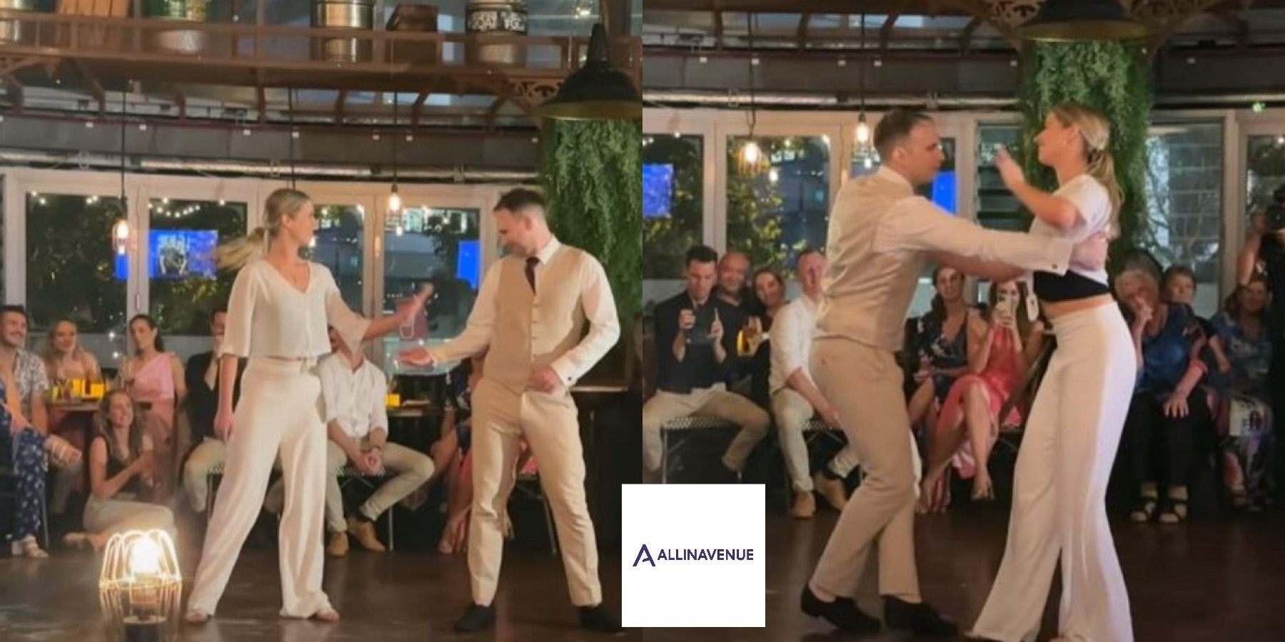 Champion swing dancer and her new husband enchant guests with a mesmerizing wedding dance filled with grace and love.