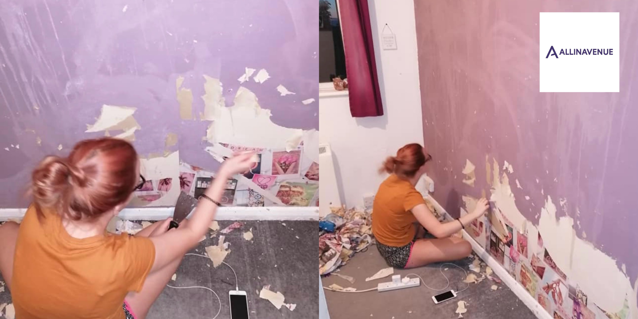 Teen Transforms Bedroom With Stunning DIY Geometric Wall Design Using Just Paint…