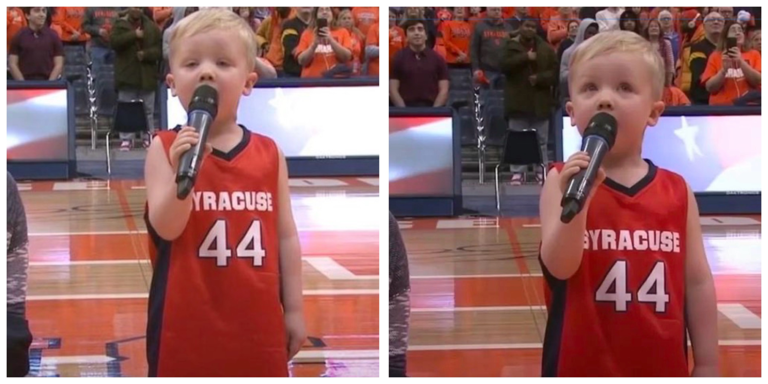VIDÉO : Un enfant de 3 ans prend le micro et stupéfie 6 000 spectateurs avec son interprétation de l’hymne national…