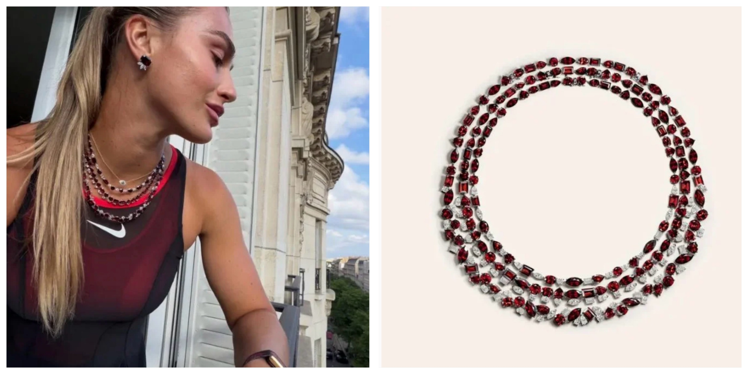 Aryna Sabalenka stunned fans after stepping onto the Roland Garros court wearing an incredible 125-carat luxury jewelry collection during the French Open.