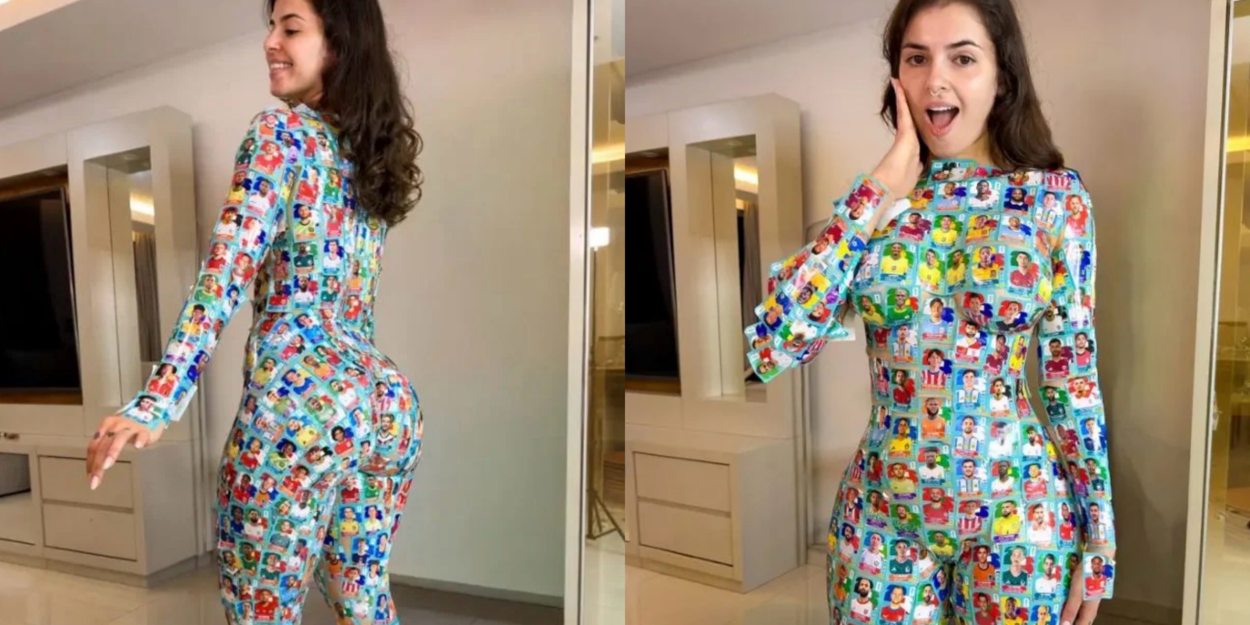 Brazilian Model Creates Stunning World Cup Outfit Using More Than 1,000 Football Stickers
